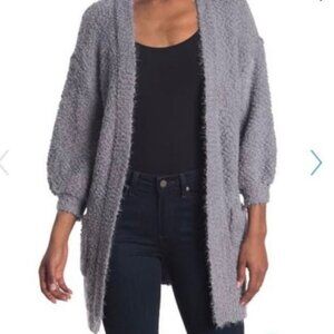 FRNCH Paris Eyelash Two Pocket Gray Cardigan NWT